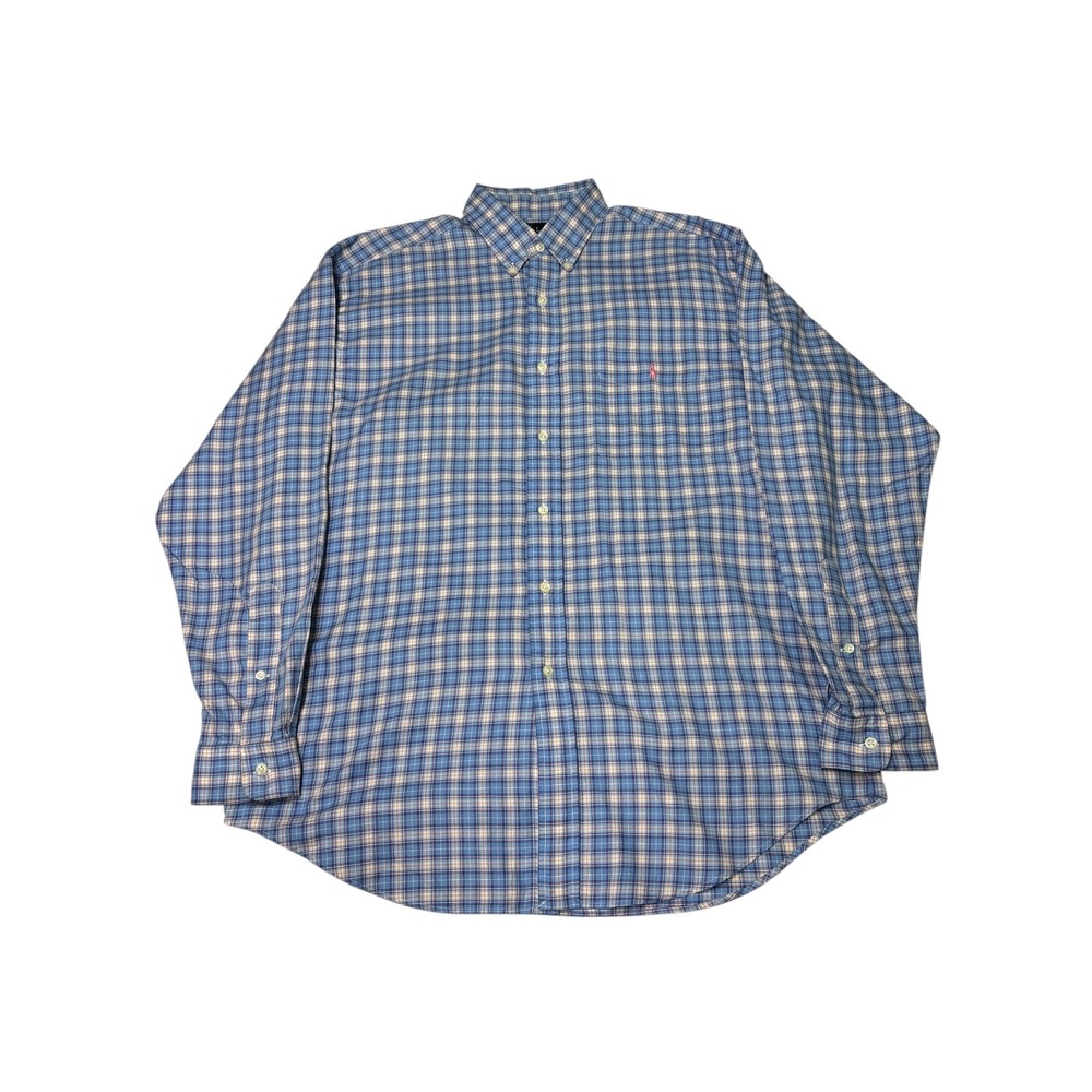 Ralph Lauren Blake Blue Plaid Long Sleeve Button Down Shirt - Men's Medium